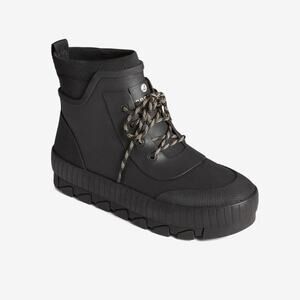 NWOB Sperry Torrent Chelsea Lace Up Sz 9.5 Waterproof Rain Boots Plushstep Black